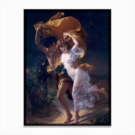Remastered HD "The Storm" 1880 by French Painter Pierre-Auguste Cot, the original hangs in the Metropolitan Museum of Art, New York - Romanticism Valentines Lovers Elope Renaissance Aesthetic Canvas Print
