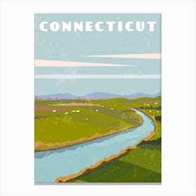 Connecticut, USA — Retro travel minimalist poster Canvas Print