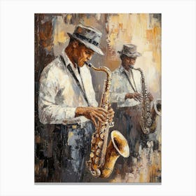 Stylish Jazz Band Playing Music. Saxophone Players Canvas Print