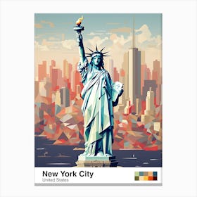 New York City, Usa, Geometric Illustration 2 Poster Canvas Print