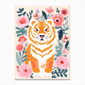 Tiger With Flowers 1 Canvas Print