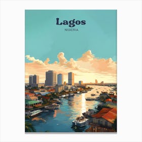 Lagos Nigeria Island Modern Travel Illustration Canvas Print