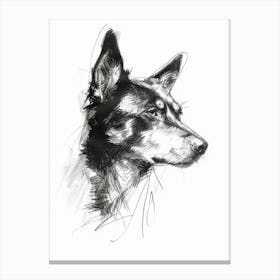 Akita Dog Charcoal Line 2 Canvas Print