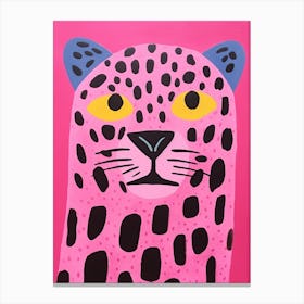 Pink Polka Dot Jaguar 2 Canvas Print