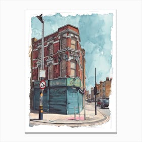 Hackney London Borough   Street Watercolour 12 Canvas Print