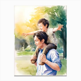 Father And Son In The Park Canvas Print