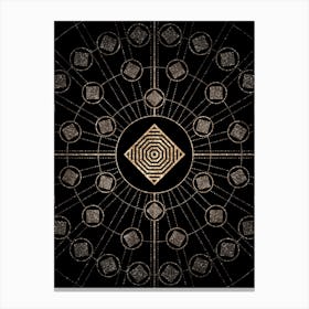 Geometric Glyph Radial Array in Glitter Gold on Black n.0436 Canvas Print