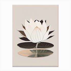 Blooming Lotus Flower In Pond Retro Minimal 6 Canvas Print