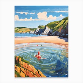 Wild Swimming At Three Cliffs Bay Swansea 1 Canvas Print