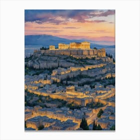 Acropolis At Dusk 1 Canvas Print