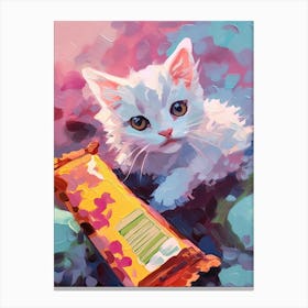 White Kitten Oil Painting 1 Canvas Print
