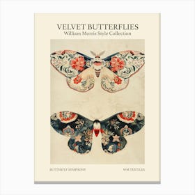 Velvet Butterflies Collection Butterfly Symphony William Morris Style 2 Canvas Print
