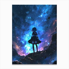 Anime Girl Standing On A Rock Canvas Print