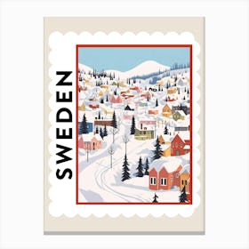 Retro Winter Stamp Poster Kiruna Sweden 1 Canvas Print