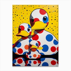 Cartoon Polka Dot Ducks 2 Canvas Print