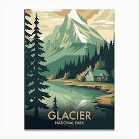 Glacier National Park Vintage Travel Poster 12 Canvas Print