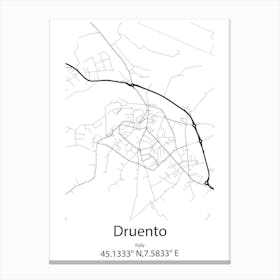 Druento,Italy Minimalist Map Canvas Print