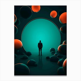 teal oarnge space Canvas Print