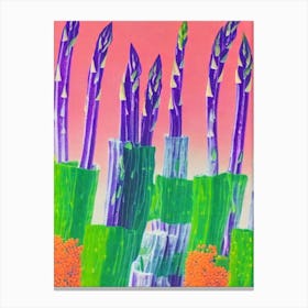 Asparagus Risograph Retro Poster vegetable Canvas Print