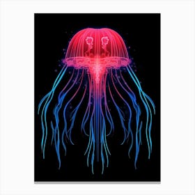 Irukandji Jellyfish Neon Illustration 5 Canvas Print