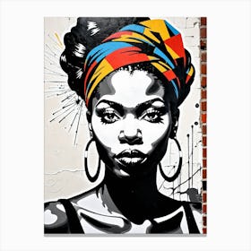 Vintage Graffiti Mural Of Beautiful Black Woman 41 Canvas Print