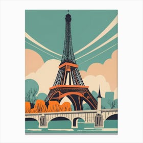 Vintage Poster Paris Eiffel Tower Canvas Print