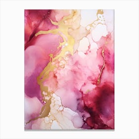 Pink, White, Gold Flow Asbtract Painting 3 Canvas Print