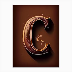 C  Chocolate, Letter, Alphabet Retro Drawing 1 Canvas Print