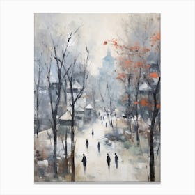 Winter City Park Painting Peoples Park Shanghai China 2 Canvas Print