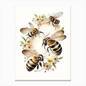 Buzzing Bees 2 Vintage Canvas Print