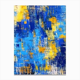 Abstract Painting, Blue And Yellow Canvas Print