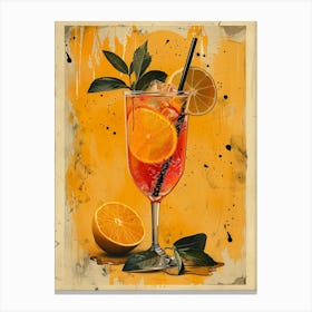 Aperol Spritz Art Print Orange Cocktail Canvas Print