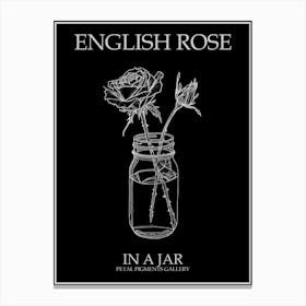 English Rose In A Jar Line Drawing 2 Poster Inverted Canvas Print