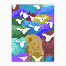 Colorful Sheep Cocktail In Blue Canvas Print