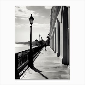 Nice, France, Mediterranean Black And White Photography Analogue 1 Canvas Print