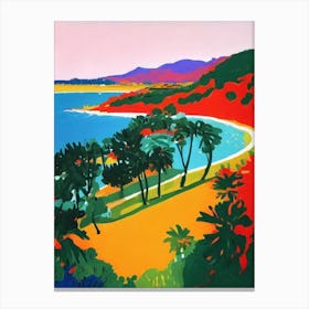 Cala Varques Beach, Mallorca, Spain Hockney Style Canvas Print