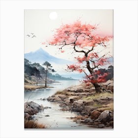 The Ogasawara Islands In Tokyo, Japanese Brush Painting, Ukiyo E, Minimal 2 Canvas Print