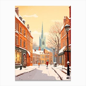 Vintage Winter Travel Illustration Bristol United Kingdom 1 Canvas Print