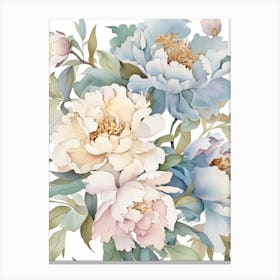 Watercolor Peonies Canvas Print