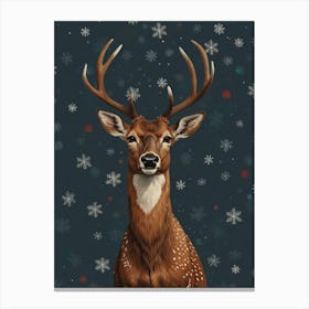 Deer With Snowflakes Canvas Print