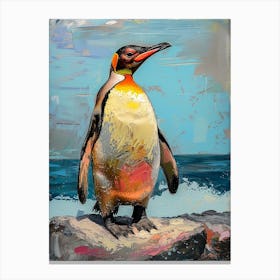 Galapagos Penguin Deception Island Colour Block Painting 5 Canvas Print