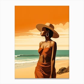 Illustration of an African American woman at the beach 134 Canvas Print