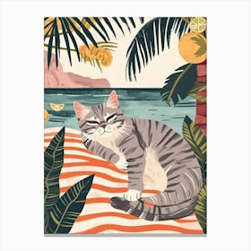 American Shorthair Cat Storybook Illustration 4 Canvas Print