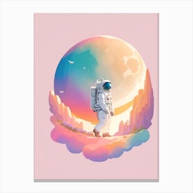 An Astronaut Walking Pastel Illustration For Nursery Canvas Print