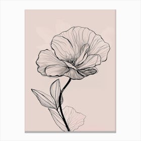 Gladioli Line Art Flowers Illustration Neutral 14 Canvas Print