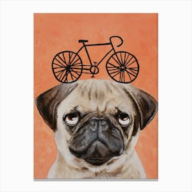 Pug With Bicycle Canvas Print