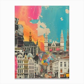 Belgium   Retro Collage Style 4 Canvas Print