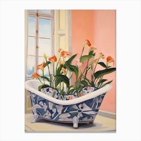 A Bathtube Full Of Calla Lily In A Bathroom 2 Canvas Print