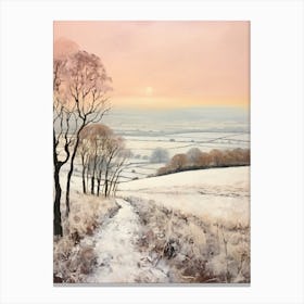 Dreamy Winter Painting The South Downs England 1 Canvas Print