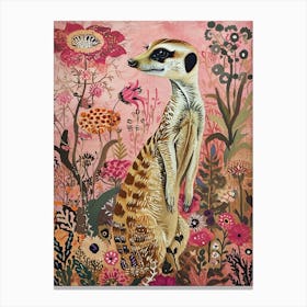 Floral Animal Painting Meerkat 2 Canvas Print